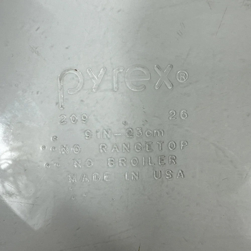 2‎ Vintage Pyrex Pie Baking Dish Pan Corning USA #209 Glass  9 inch